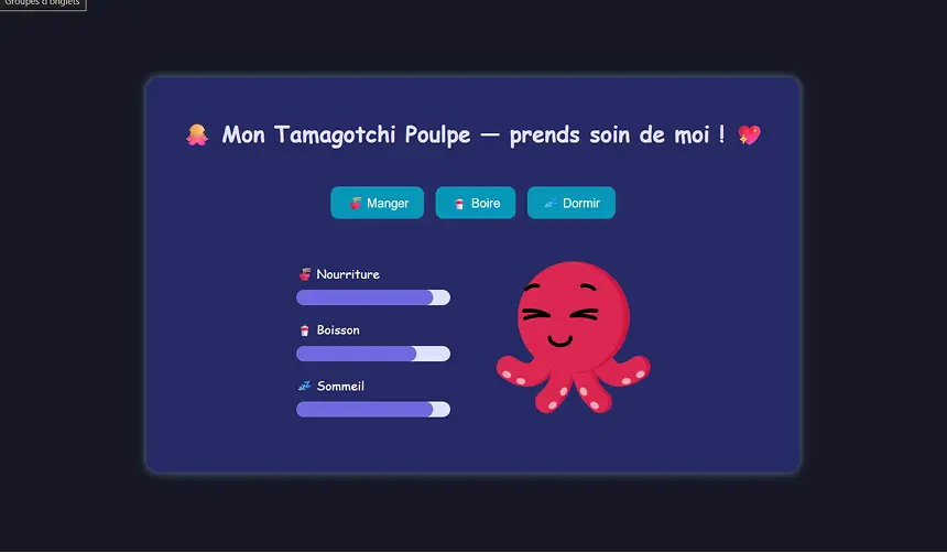 Aperçu jeu tamagotchi poulpe 